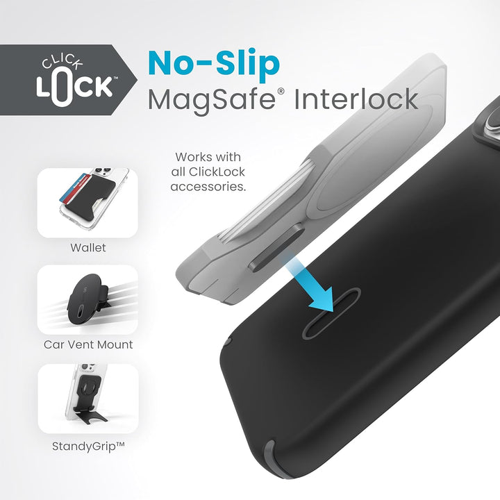 Speck iPhone 15 Pro Max Hülle – ClickLock rutschfeste Interlock, gebaut für MagSafe, Fallschutz – Kr