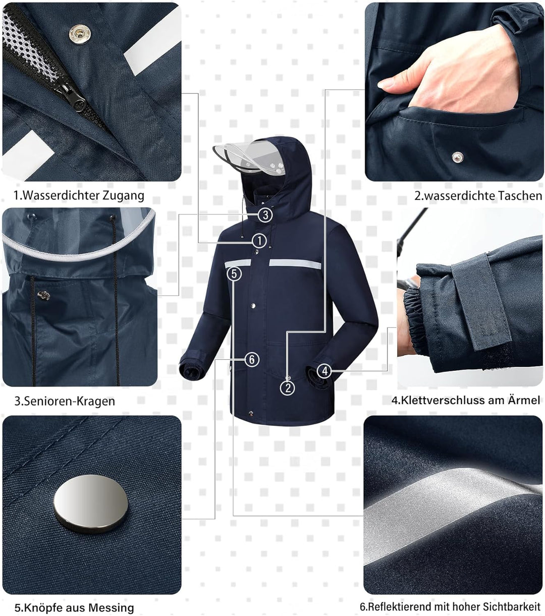 Coutyuyi Herren & Damen Regenanzug Reflektierender 100% Wasserdichter Anzug Outdoor Regenmantel Wind