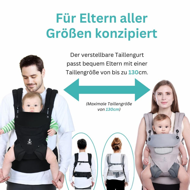 LUFFCABO Ergonomische Babytrage Alle Jahreszeiten Kindertrage, Atmungsaktive Babytrage Neugeborene A