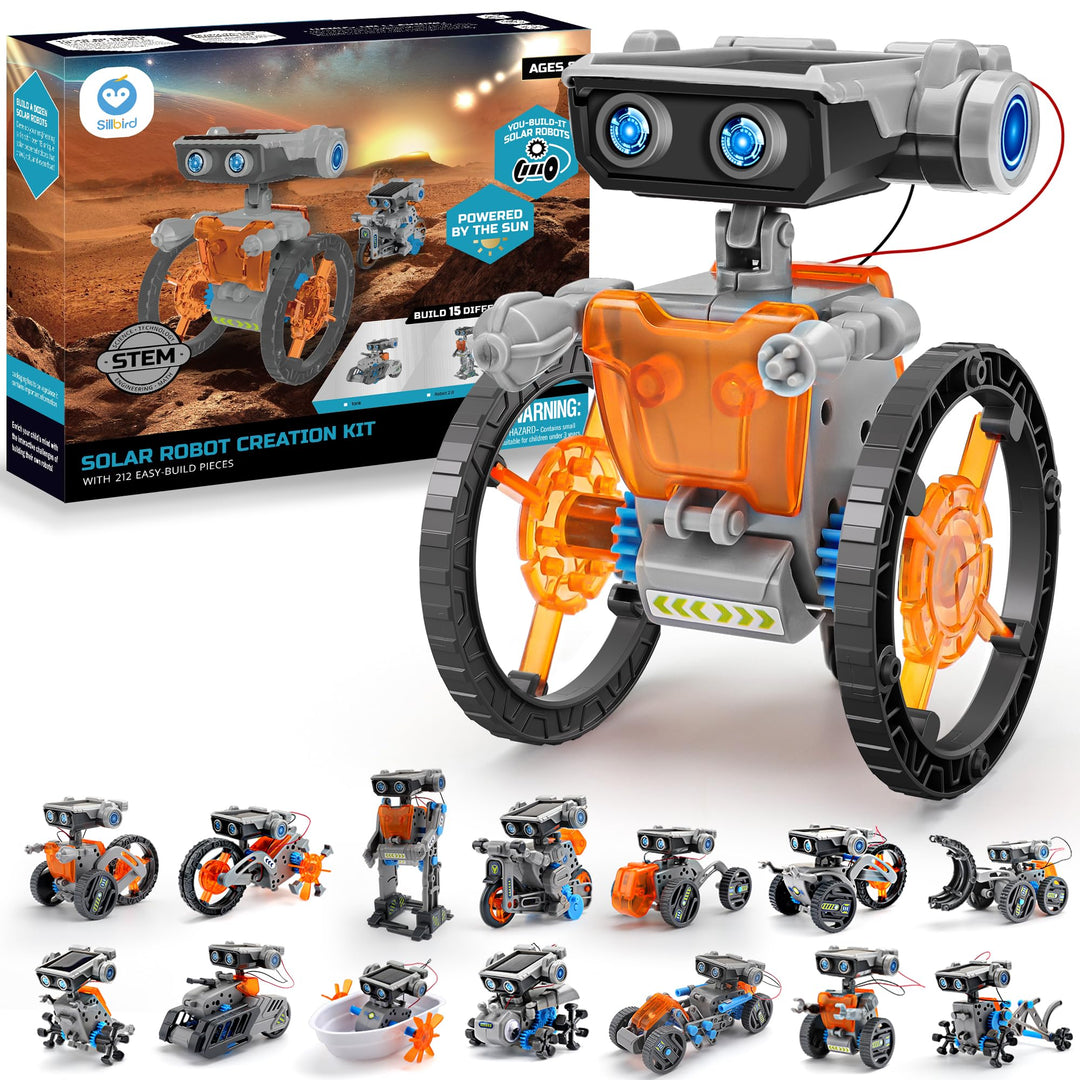 Sillbird 15-in-1 Solar Roboter Spielzeug ab 8 Jahre, Solar und batteriebetriebener Motor mit Doppela