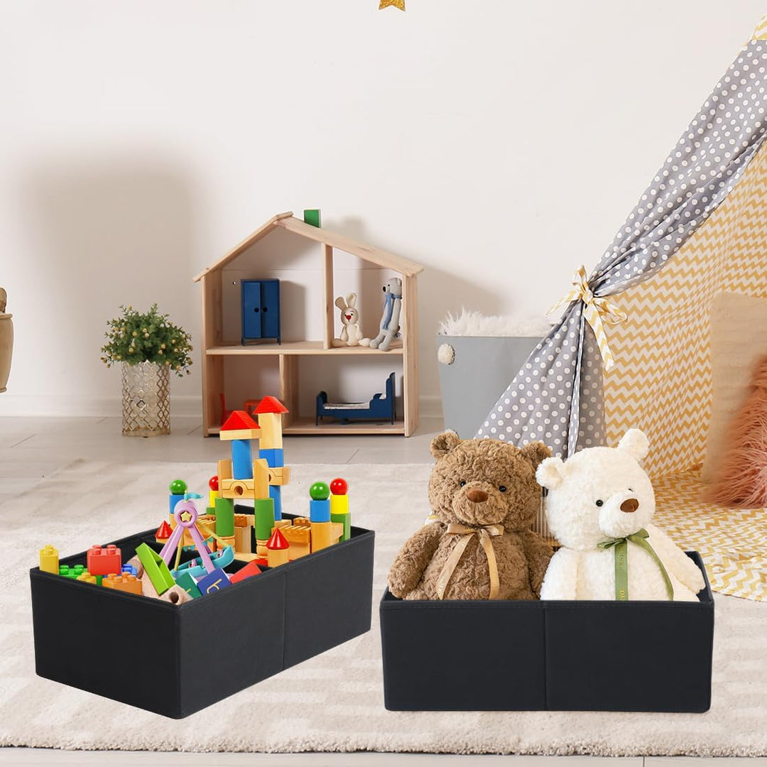 iwill CREATE PRO 6er-Set Schwarze Stoff-Aufbewahrungsboxen mit Trennwänden, 26x41,5x15,5cm faltbare