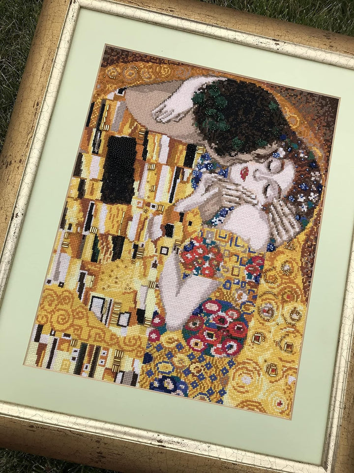 Riolis Stickpackung - The Kiss by Klimt, Weiss, Mittel