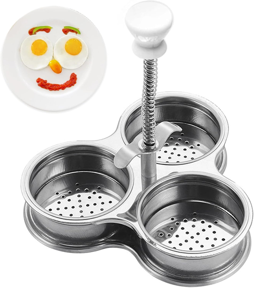 Eierwilderer Edelstahl pochierte Eierhersteller mit 3 Tassen zum Frühstückskochwerkzeug, Edelstahlwi