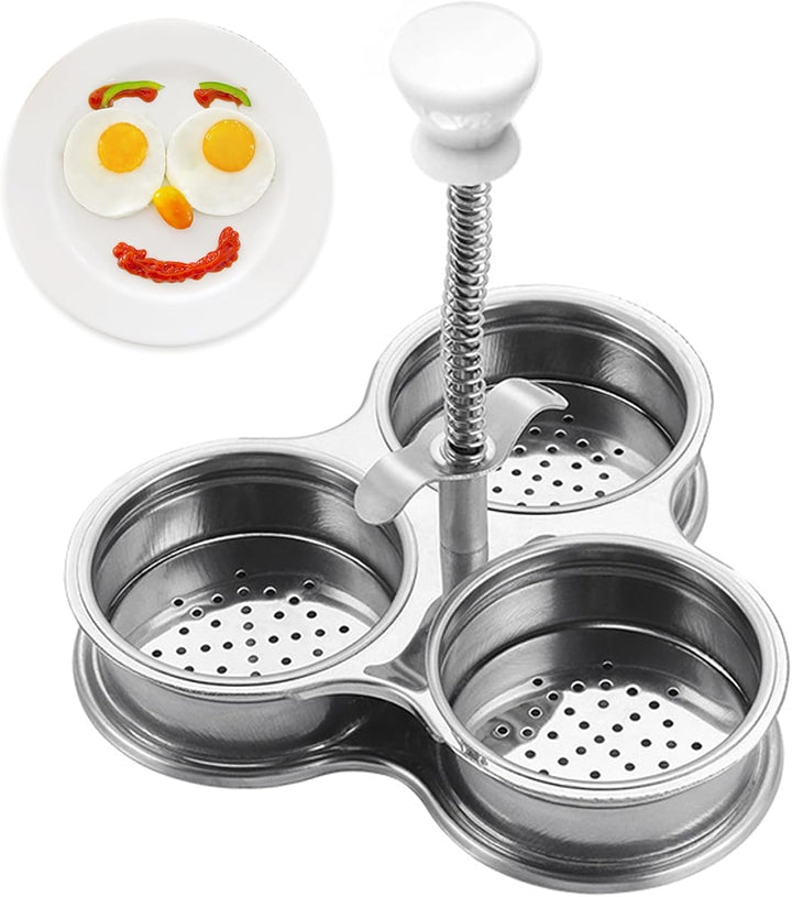 Eierwilderer Edelstahl pochierte Eierhersteller mit 3 Tassen zum Frühstückskochwerkzeug, Edelstahlwi
