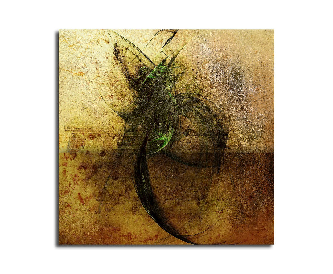 Paul Sinus Art Grenzen ohne Sieger - Abstrakt463_60x60cm Kunstdruck Leinwandbild Braun Schwarz gün X