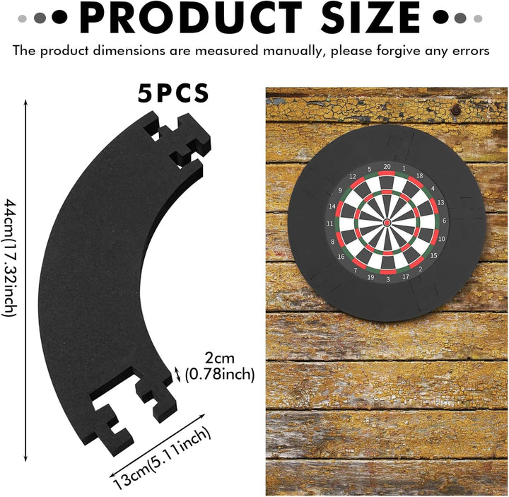 5 Stück Surround Dartscheibe Umrandung: Dartboard Schutzring für 45 cm Dartscheibe, Zielschutzring f