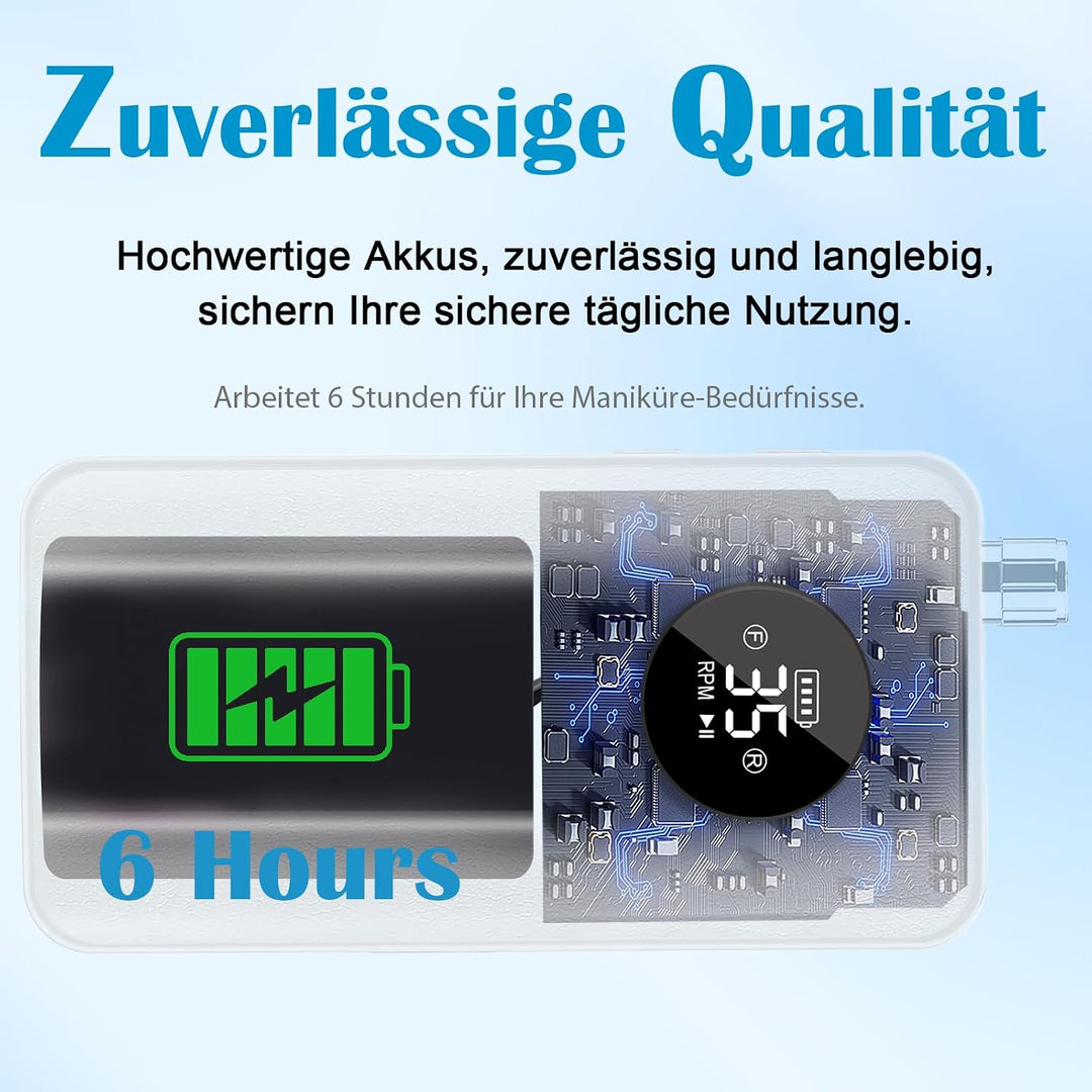 Nagelfräser 35000RPM für Gelnägel, Wiederaufladbarer Elektrischer Nagelfräser mit LED-Anzeige, Tragb
