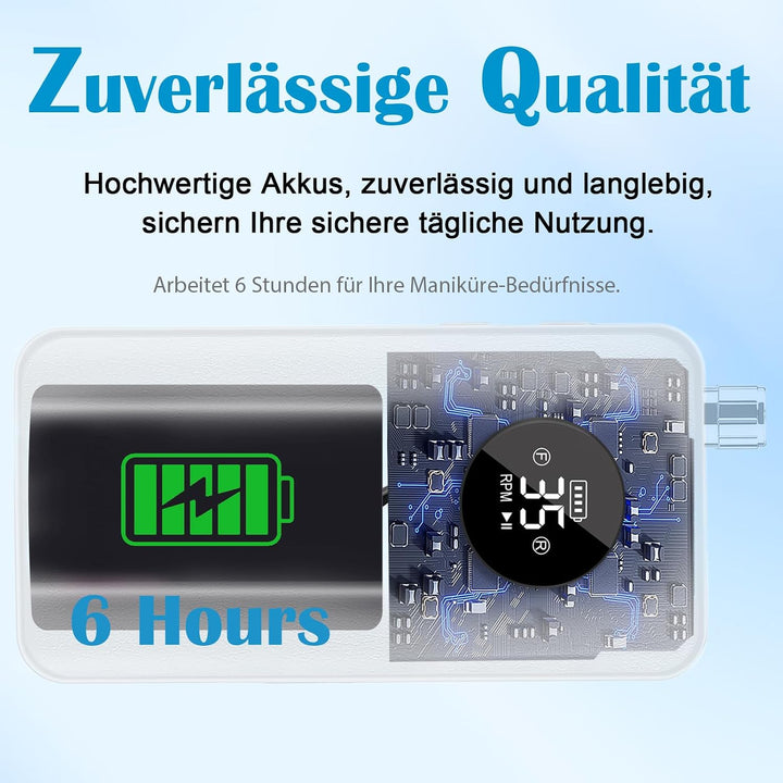 Nagelfräser 35000RPM für Gelnägel, Wiederaufladbarer Elektrischer Nagelfräser mit LED-Anzeige, Tragb
