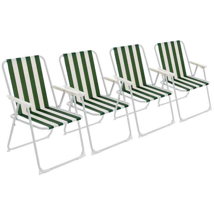 Harbour Housewares Klappe Metall Beachstühle - Grüne Streifen - Pack Von 4, Grün