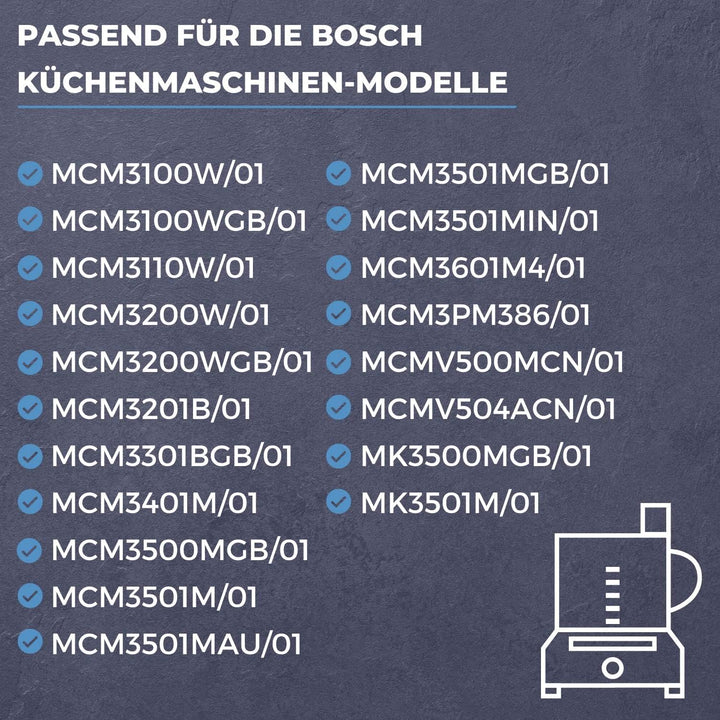 Lichtblau Knethaken 2646 grau für Bosch Küchenmaschine I Ersatz Knethaken passend für MCM3100W, MCM3