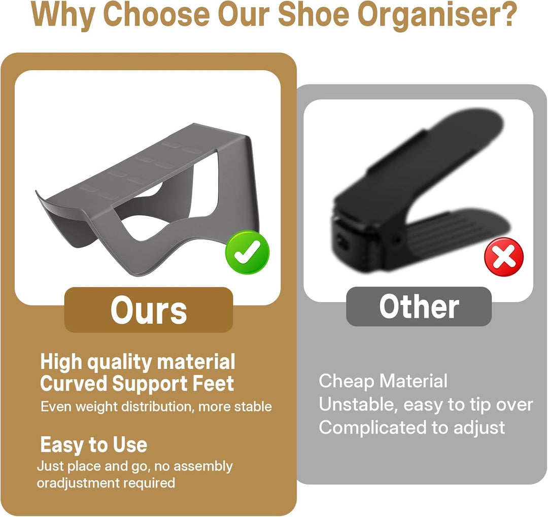 12 Stück Schuhstapler Platzsparend, rutschfest Doppelschicht Schuhsortierer Schuh Organizer für Schr