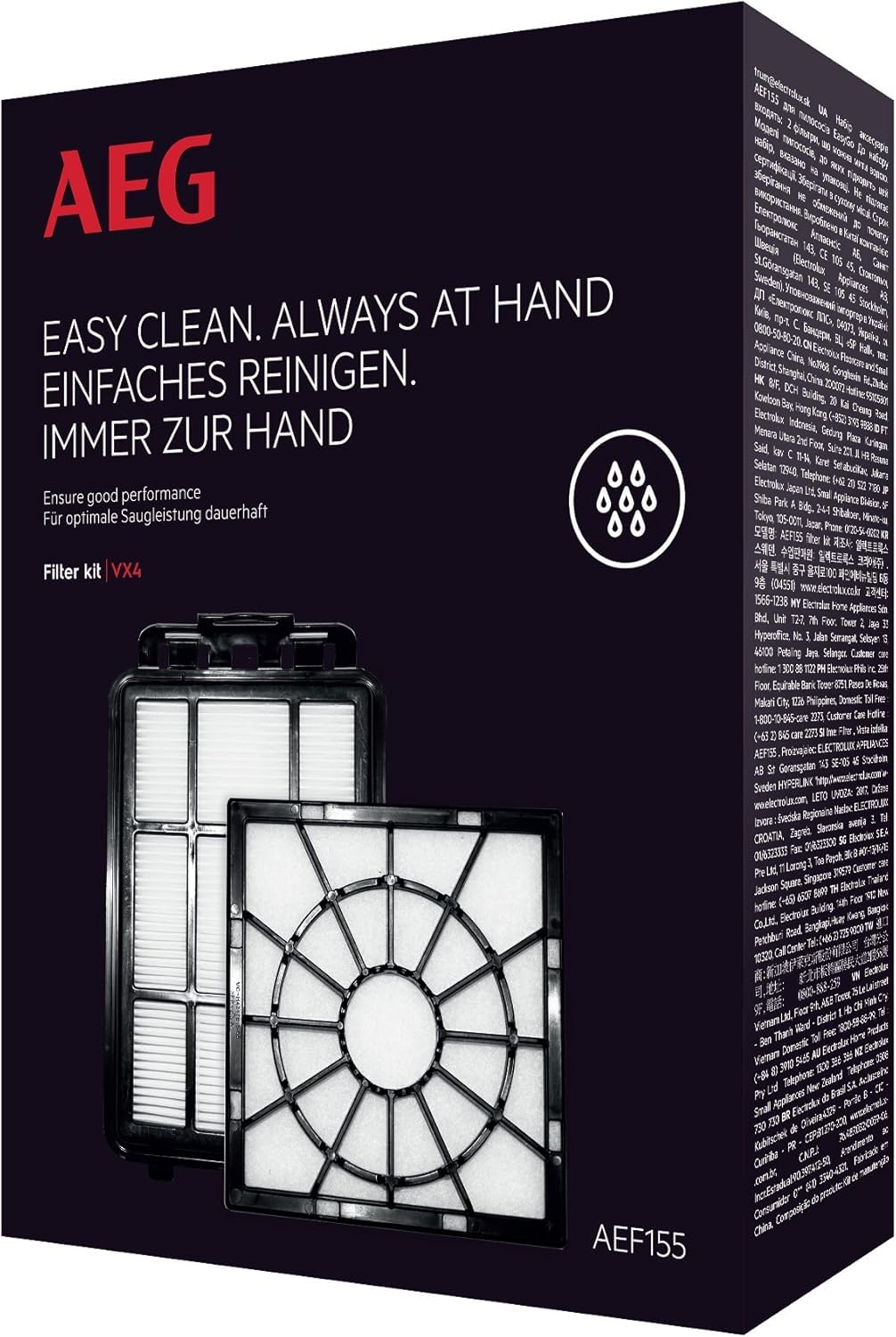 AEG AEF155 Filter-Set (1 Mikrofilter, 1 Abluftfilter, Filtertausch, optimale Filtrationsleistung, ve