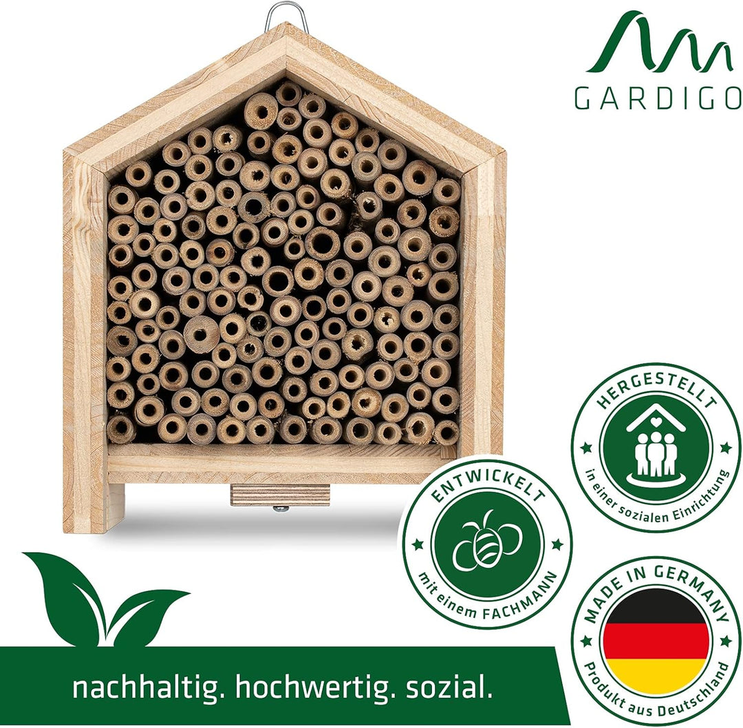 GARDIGO® Tierhaus System: Bienenhaus I Bienenhotel aus Massivholz I Made in Germany I Wildbienen Nis