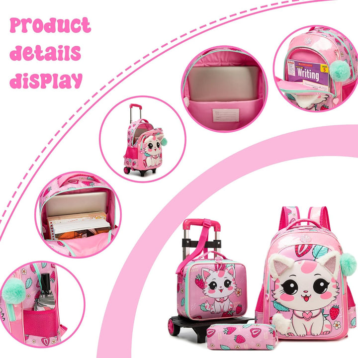 HTgroce Trolley Schulranzen Rucksack Schulrucksack Trolley Schultrolley Schulranzen Mädchen Gross Tr