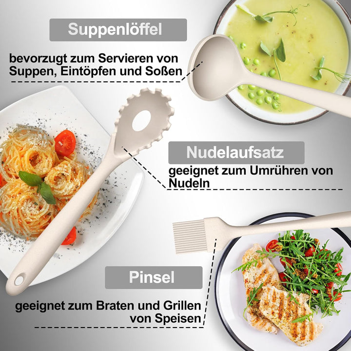 Silikon Küchenhelfer Set, 22 Stück Kochutensilien Kochgeschirr, Hitzebeständiger Kochbesteck Set mit