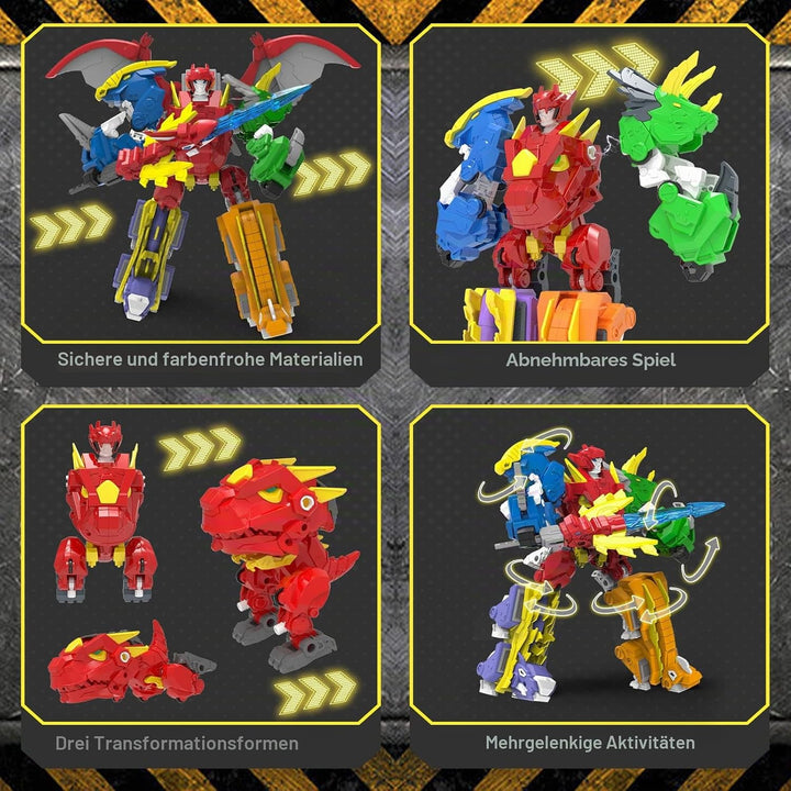 XUEXUE Dinosaur Deformation Toys, 6-in-1 Take Apart Action Figures Transform into Robot, Ideal for B