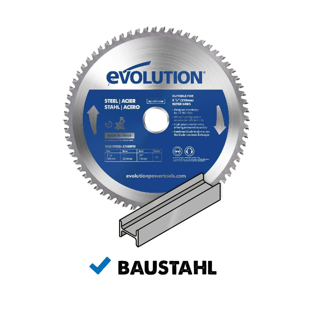 Evolution M210TCT-50MS - 210 mm Sägeblatt zum Schneiden von Baustahl - Metall-Sägeblatt mit 50 Zähne