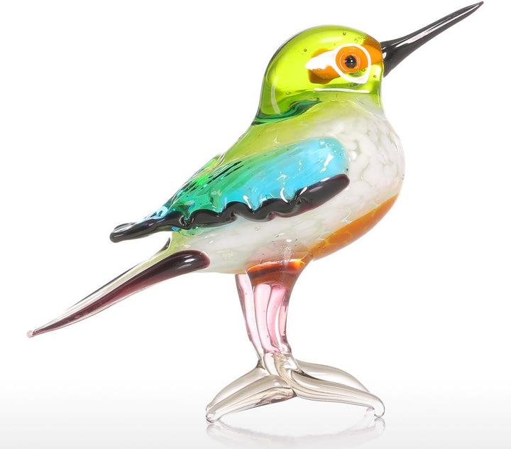 Tooarts Vogelfigur aus Geblasenem Glas,Glasvogel Deko,Bunte Realistische Vogelskulptur,Handgefertigt