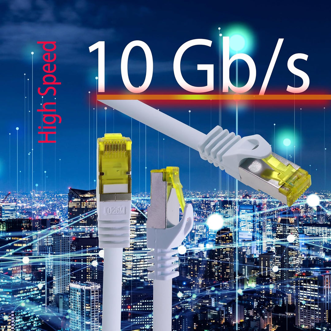 10x 0.25 M - CAT-7 Cat.7 Netzwerk-Kabel, Ethernet, Lan &amp; Patch Kabel RJ-45 SFTP 10GB/s - 10 Farben 1