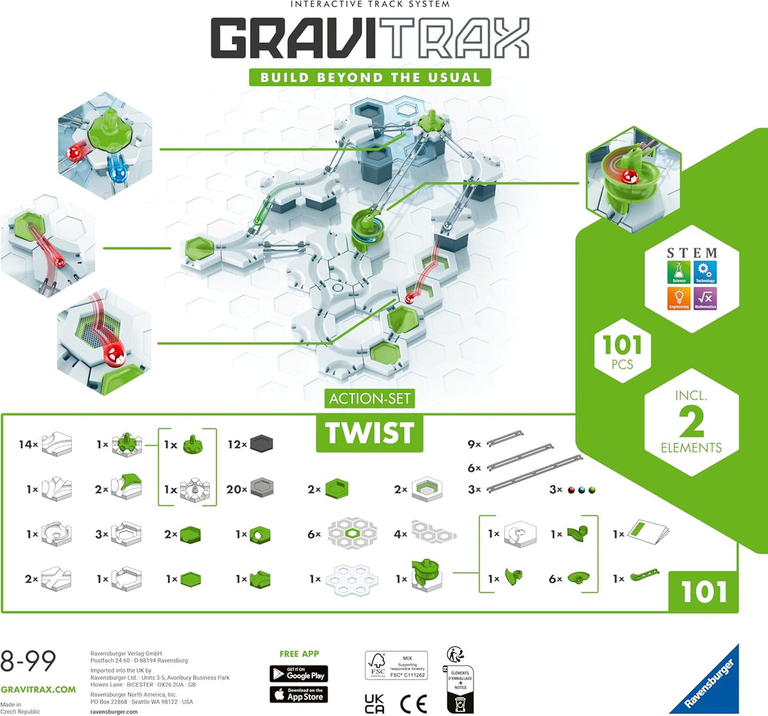Ravensburger GraviTrax Action-Set Twist 22576. Kombinierbar mit allen Starter-Sets, Extensions und E