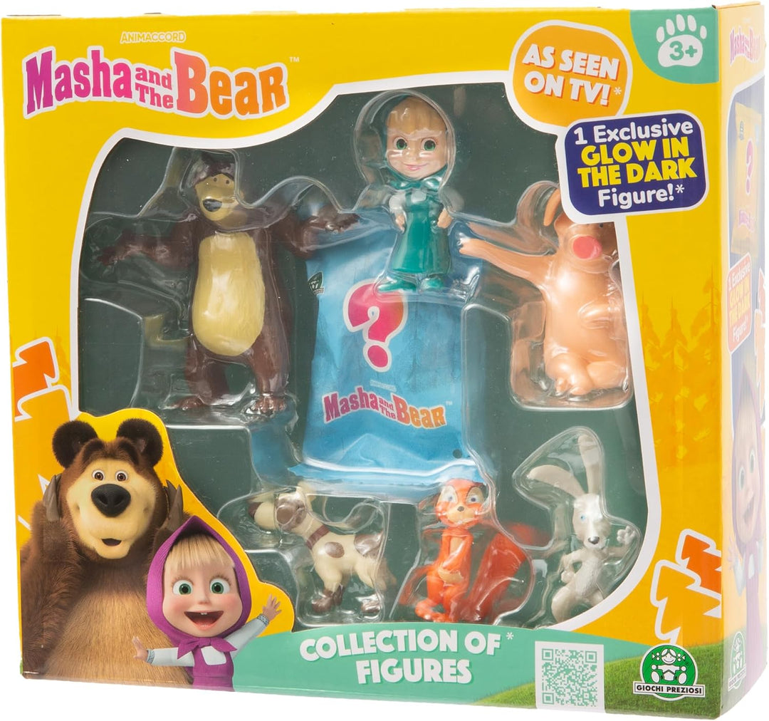 Masha und der Bär – Figuren-Set Multipack (6 Figuren + 1 Überraschungsfigur Glow in The Dark) MHA31