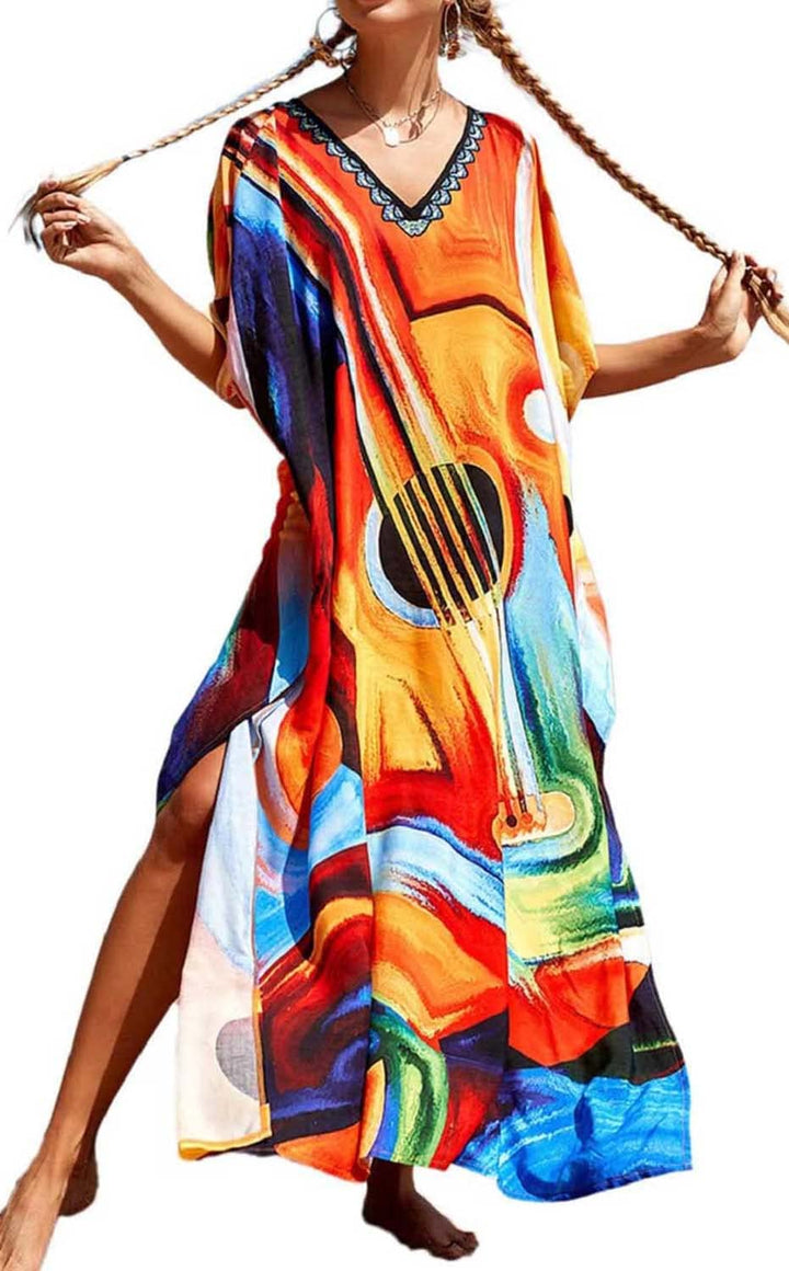 AMEOOR Damen Sommerkleid Strandkleid Kaftan Kleid Lange Bikini Cover Up Sommer Badeanzug Boho Strand