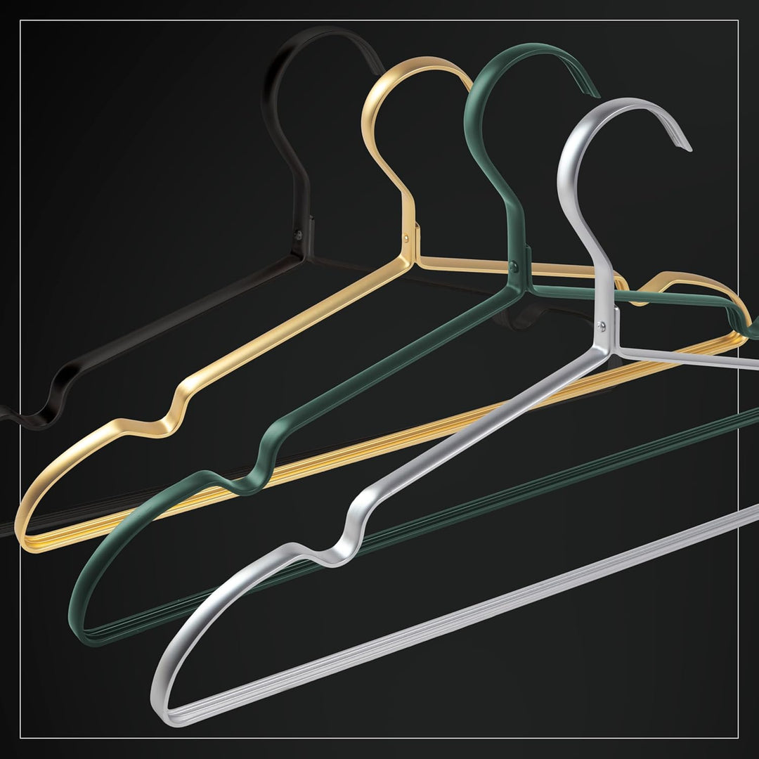 Parusia Kleiderbügel Gold, 42cm breit, 1cm stark, Kleiderbügel Metall rostfrei, formstabil, zur plat