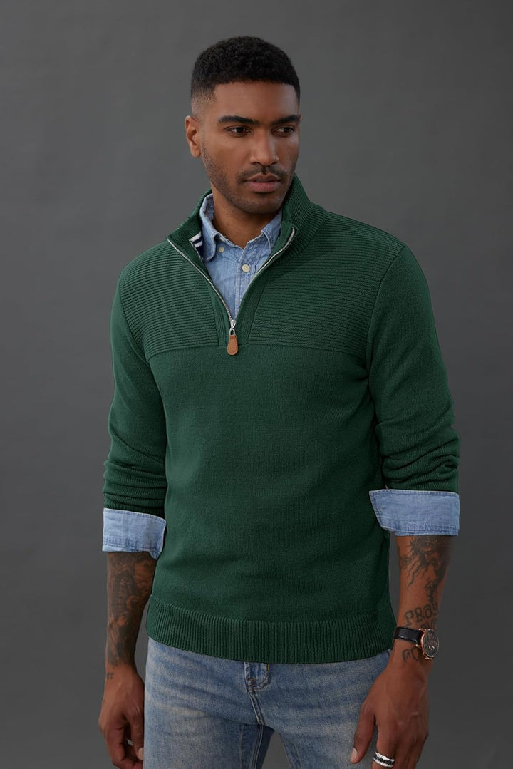 PaulJones Troyer Pullover Herren Strickpullover mit Reissverschluss und Stehkragen Arbeitspullover S