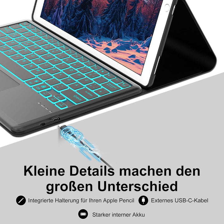 FOGARI Tastatur Hülle für iPad Pro 12.9 1./2. Generation, Tastatur für iPad Pro 12.9 2017/2015, Trac