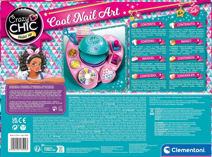 Clementoni Crazy Chic Cool Nail Art - DIY Nageldesign-Set für Kinder ab 6 Jahren - Kreativ-Spielzeug