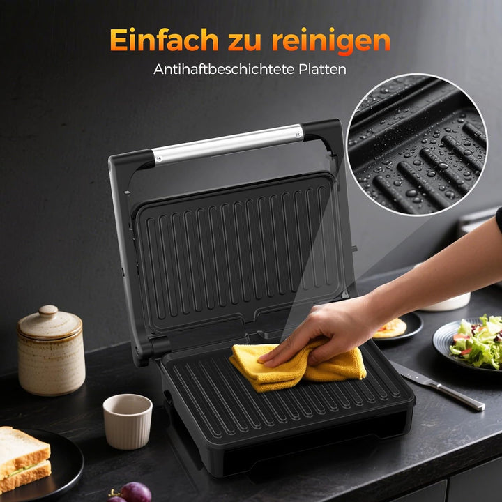 YASHE Sandwichmaker, 1500W Panini Grill, XXL Antihaftplatten, Automatische Temperaturregelung, Kontr