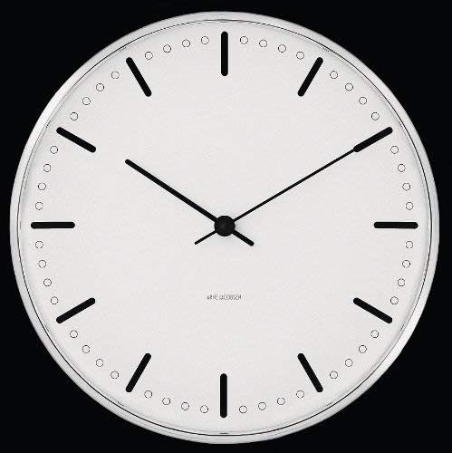 Arne Jacobsen Wanduhr Ø29 cm City Hall dänisches Design aus Aluminium, weiss City Hall 29cm Weiss, C