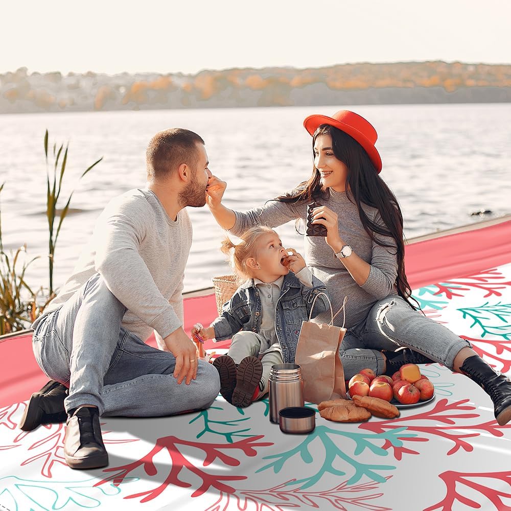 Stranddecke Picknickdecke sandfrei super gross 310x280cm, wasserdicht bequemes 210D-Nylon, Faltbar S