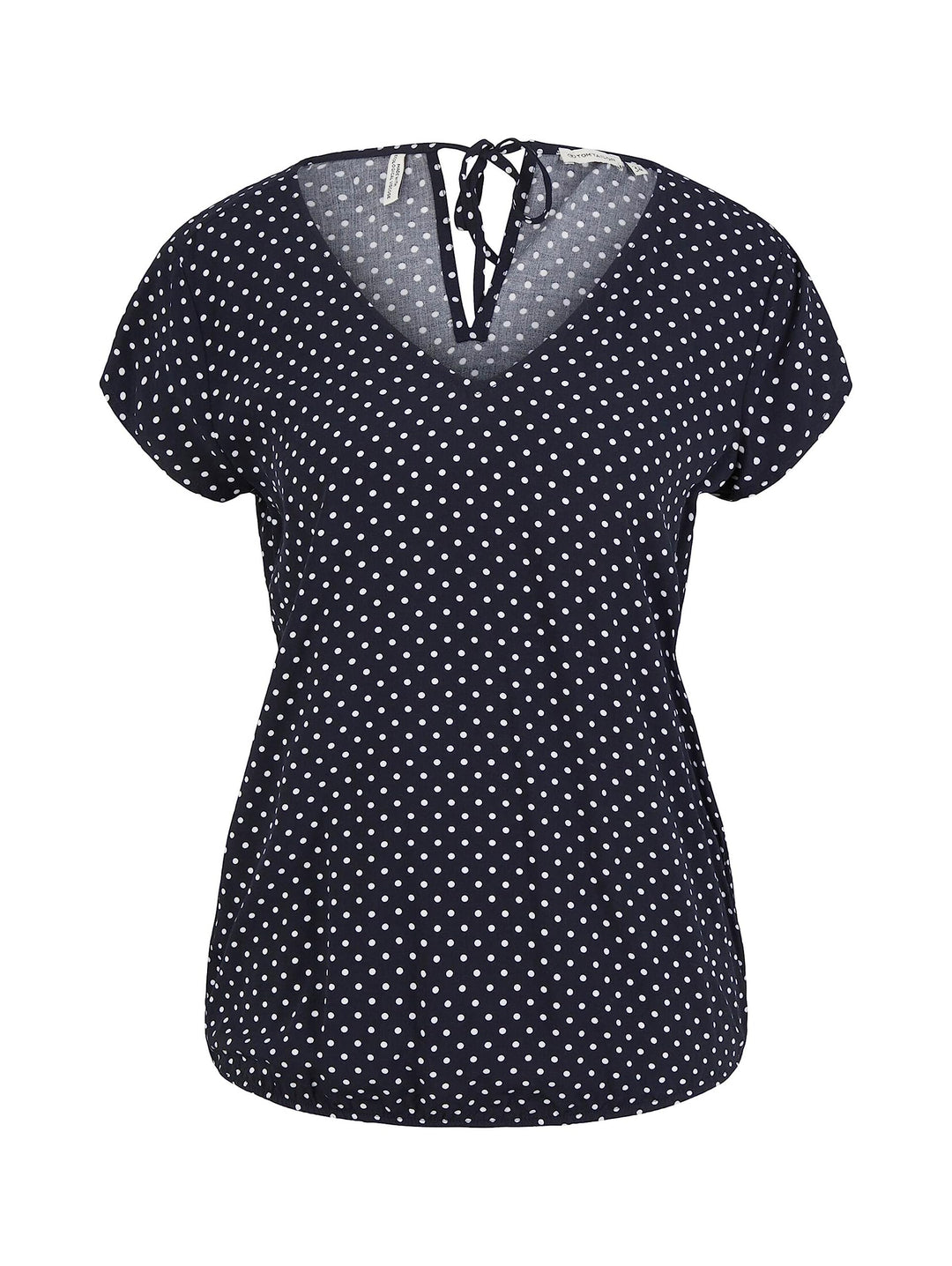TOM TAILOR Damen Basic Bluse mit V-Ausschnitt 34 32086 - Small Navy Dot Design, 34 32086 - Small Nav