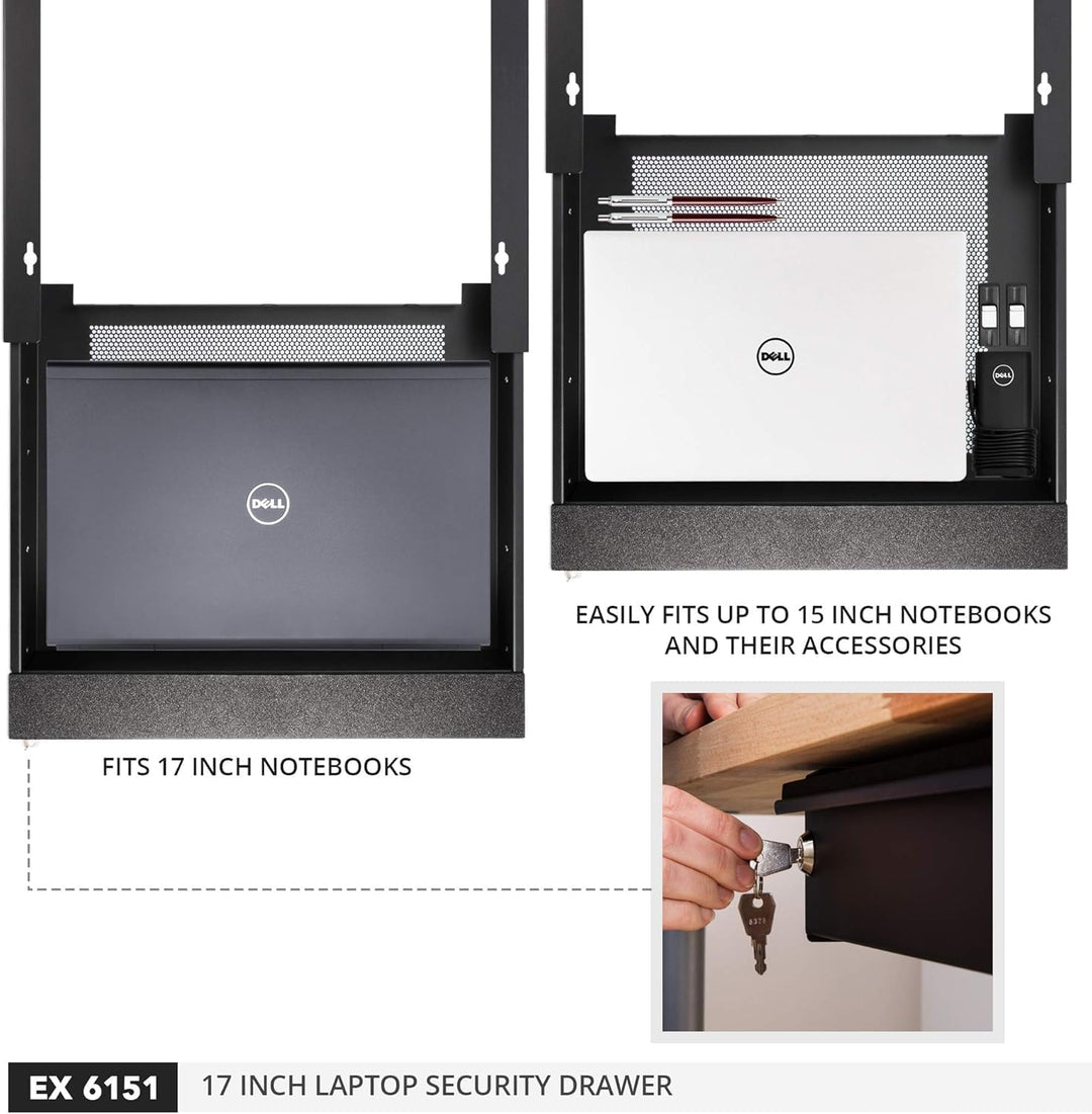 Penn Elcom Laptop-Schublade, abschliessbar, für 43,2 cm (17 Zoll) Laptops – Premium-Schubladen – Mod