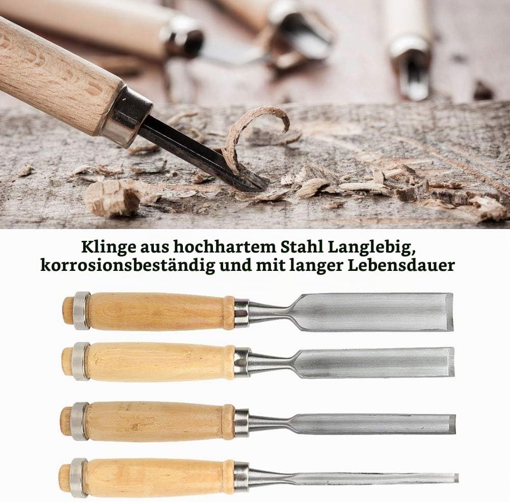 4PCS Holzbearbeitung Stechbeitel Set Für Holz, Stechbeitel Set für Hand Carving Messer Schreiner Wer