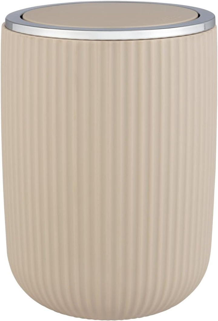 WENKO Schwingdeckeleimer Mod. Agropoli S Beige, 2 Liter, Badezimmer-Mülleimer mit Deckel, Abfalleime