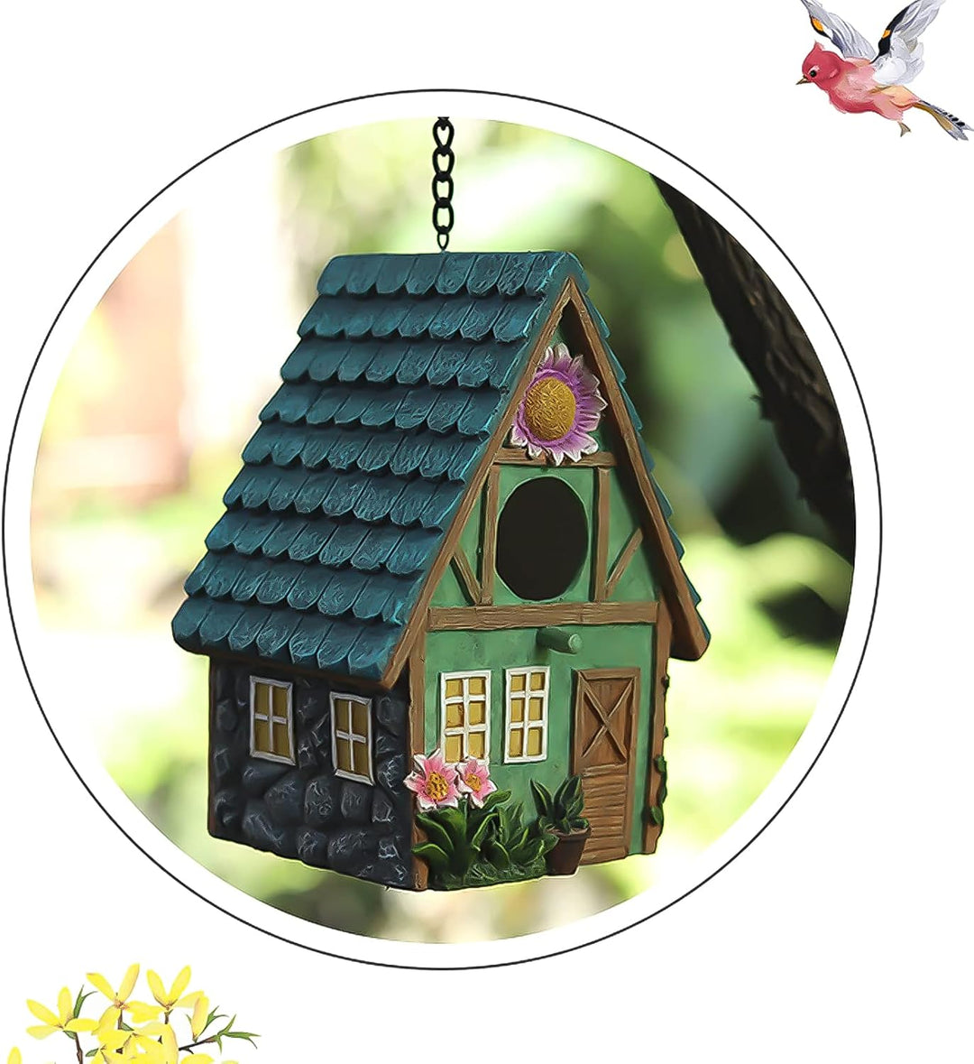 Holz Vogelhaus Nistkasten 21 x 15 x 13cm Mit Dekorativem Holzdach, Haus für Vögel, Vogelhäuschen für