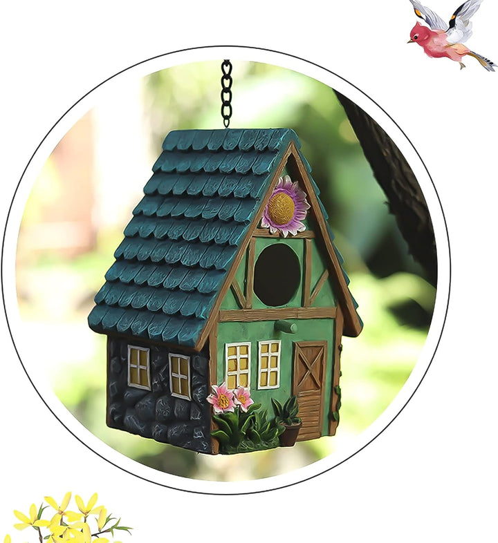 Holz Vogelhaus Nistkasten 21 x 15 x 13cm Mit Dekorativem Holzdach, Haus für Vögel, Vogelhäuschen für