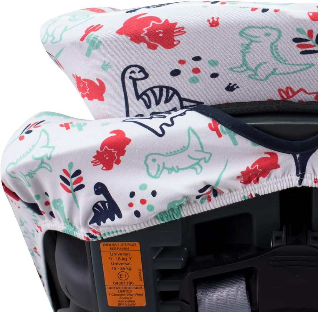 JYOKO Kids Bezug für Autositz kompatibel mit Romer Advansafix, Evolva IV M, aus Baumwolle (Dino Part
