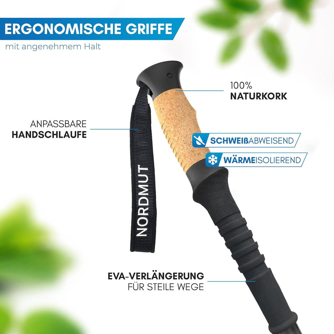 NORDMUT® Wanderstöcke faltbar aus ultraleichten Aluminium oder Carbon - ab 1,50m oder 1,65m - stabil