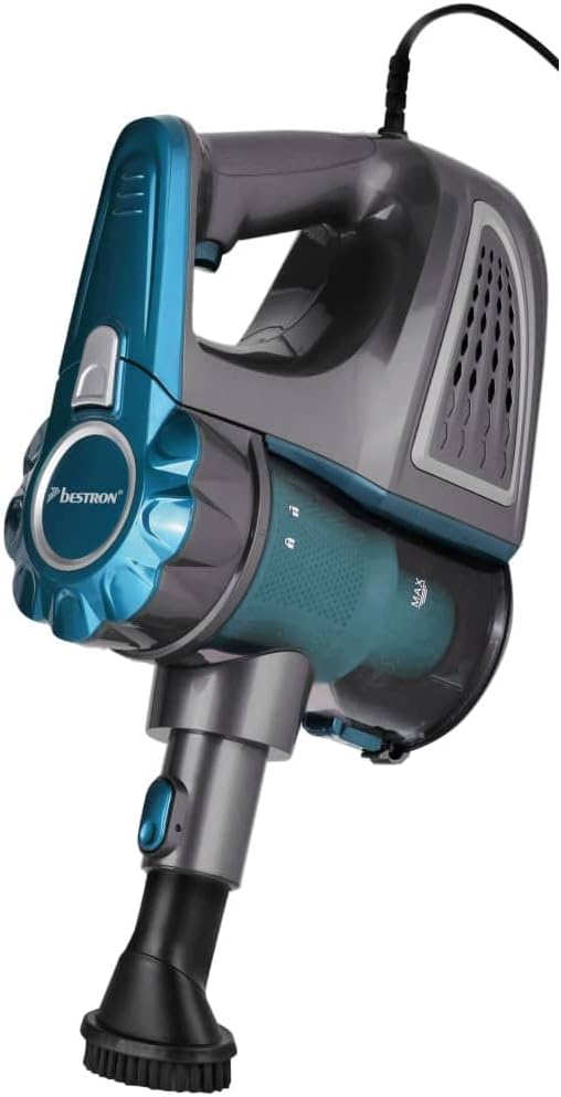 Bestron Beutelloser Handstaubsauger mit Stab, Aktionsradius: 6,5 m, Kapazität: 0,6 l, 600 Watt, Rot/