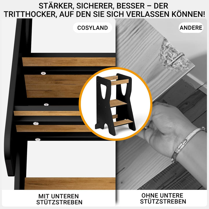 COSYLAND Lernturm ab 1 Jahr - Learning Tower - Höhenverstellbar Montessori Lernturm mit Kippschutz,