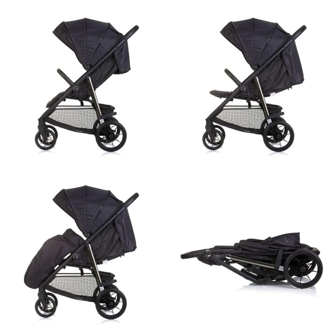 Chipolino Kinderwagen Buggy Insta, Fussabdeckung, Federung, Korb, Gurt, klappbar schwarz, schwarz