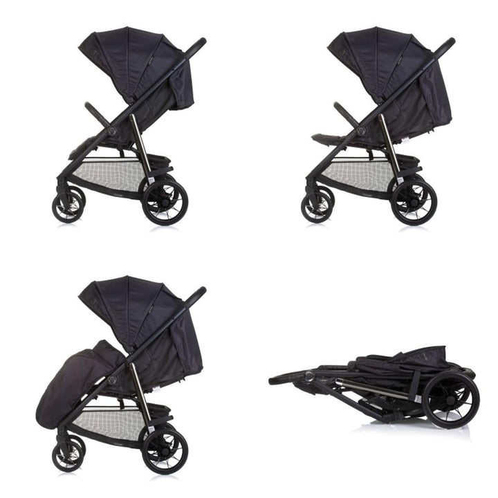 Chipolino Kinderwagen Buggy Insta, Fussabdeckung, Federung, Korb, Gurt, klappbar schwarz, schwarz