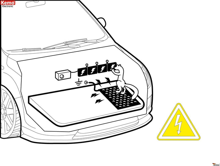 KEMO Marder-Set M115N Marderscheuche Marderabwehr Marderschutz für Kfz 12 - 15 V/DC + Masse-Matte Z1