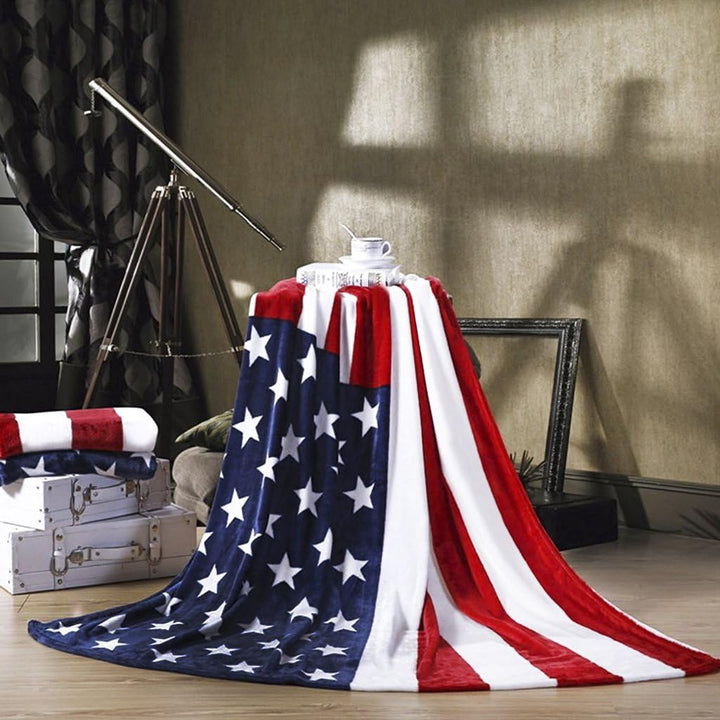JINTN Premium Flanell Kuscheldecke Super Soft Wendedecke Wohndecke mit Amerikanische Flagge Muster D