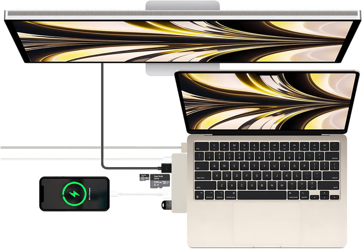 USB C hub MacBook Air Polarstern - HDMI, Thunderbolt, USB3.0, SD-Kartenleser für MacBook Air M2/M3/M