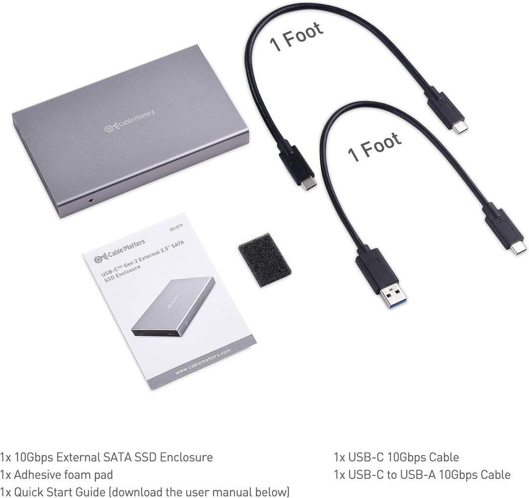 Cable Matters Aluminum 10Gbps USB 3.1 Gen 2 Externes SSD-Festplattengehäuse (USB C-Gehäuse, SSD Gehä