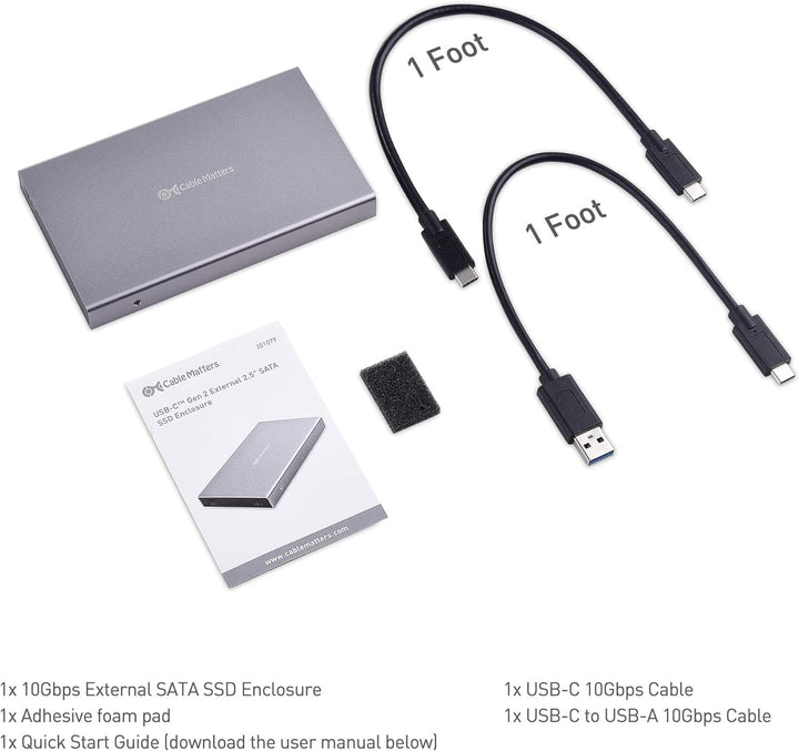 Cable Matters Aluminum 10Gbps USB 3.1 Gen 2 Externes SSD-Festplattengehäuse (USB C-Gehäuse, SSD Gehä